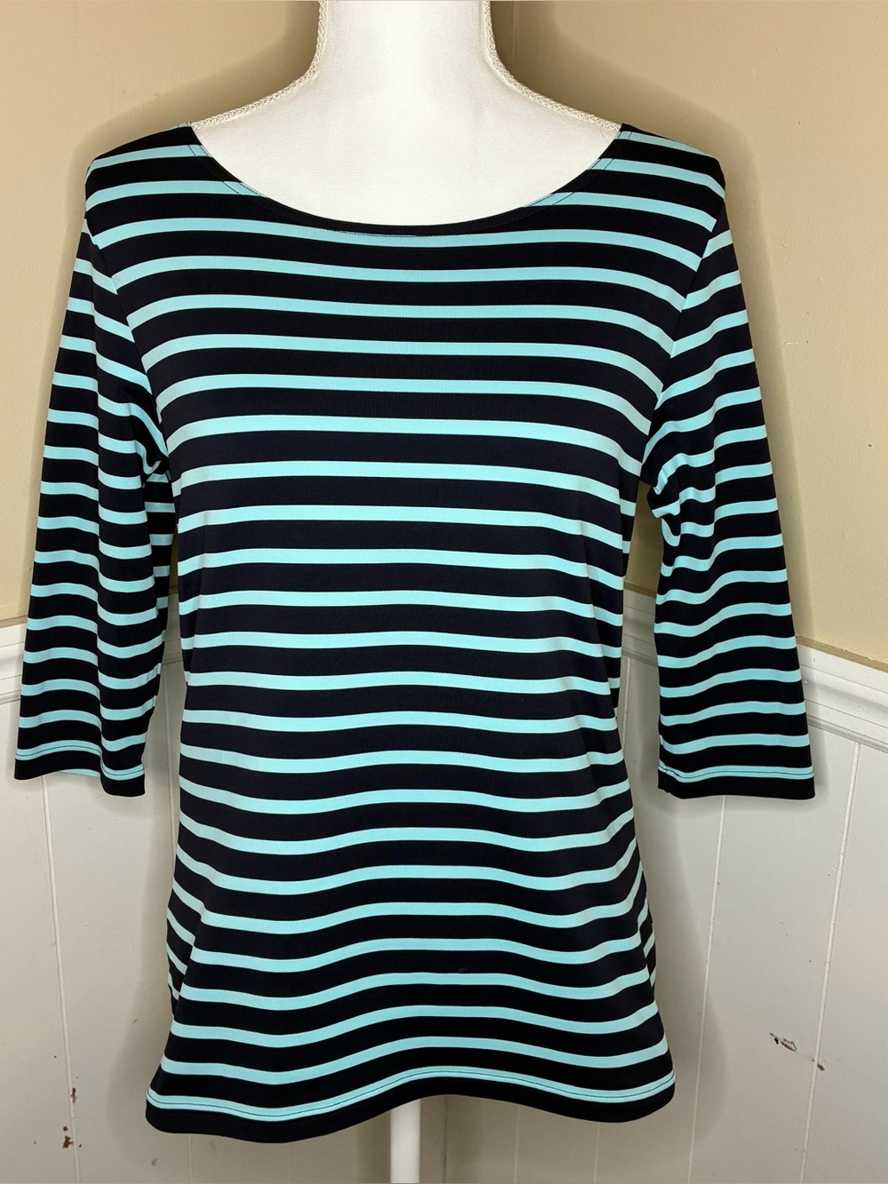 Saint James Breton Stripe Top Size 10 Blue Navy French Sailor Shirt